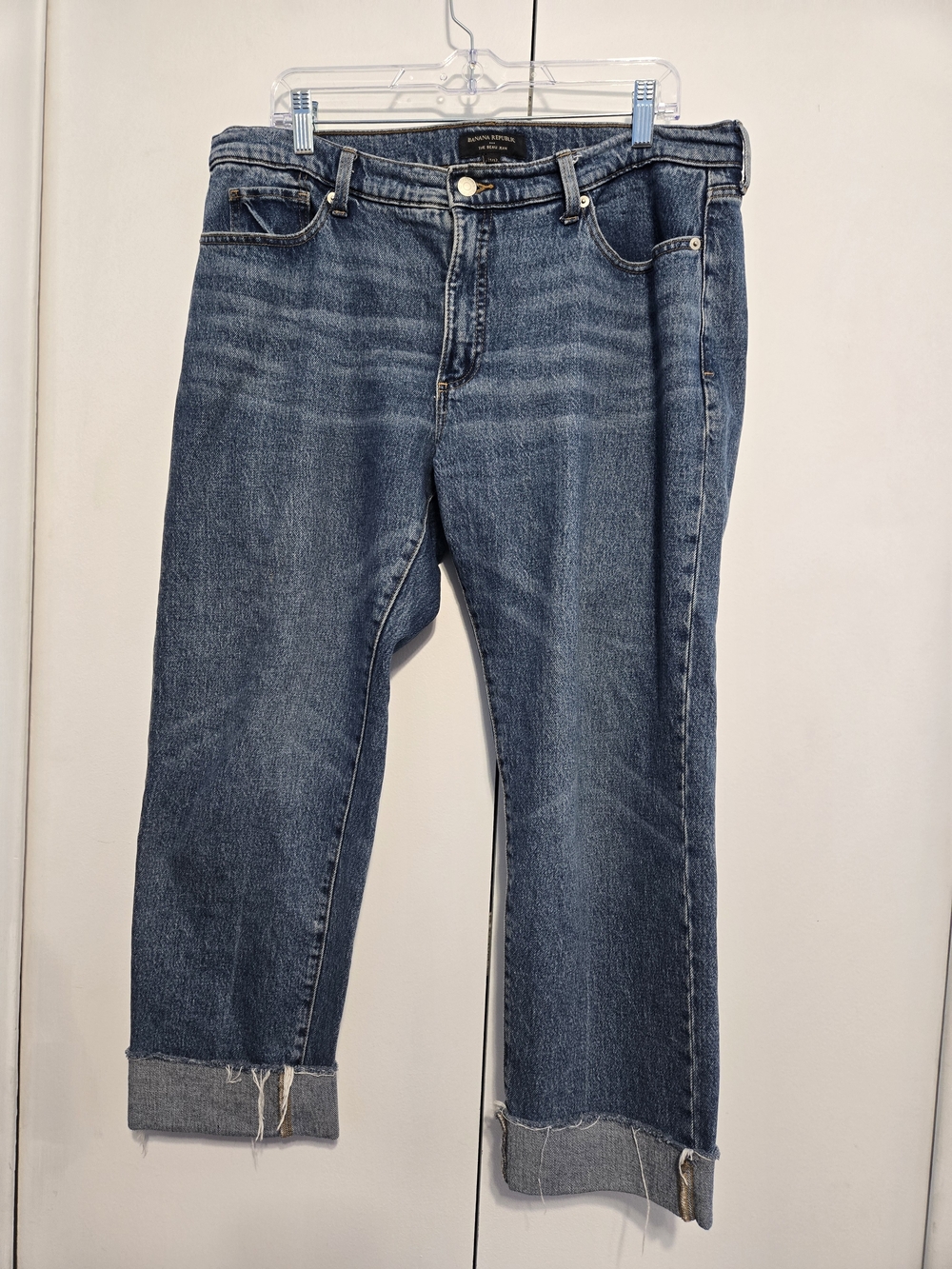 Banana Republic Beau Jean 31/12 Cuffed Straight‎ Crop Jeans Blue